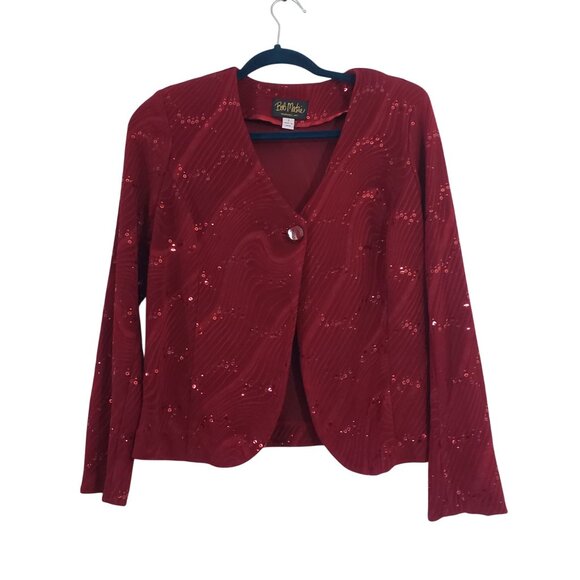 Vintage 90s Bob Mackie Womens Textured Sequin Blazer Jacket Size S Party Disco - Picture 1 of 5
